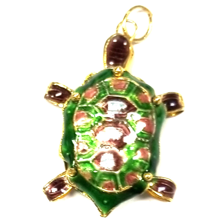 ENAMEL TURTLE 25X35MM GREEN
